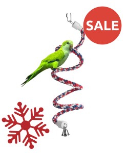 Parrot-Supplies Boing Cotton Spiral Bouncing Perch With Bell Toy